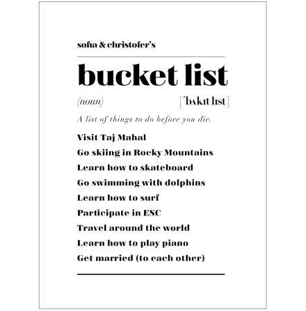 BUCKET LIST