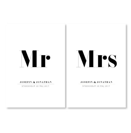 PARPOSTERS - MR/MRS BRLLOPSTAVLA 2 ST POSTERS