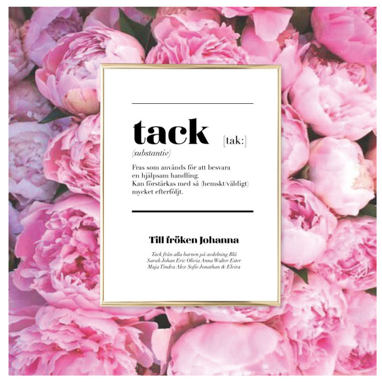 TACK poster med skrift